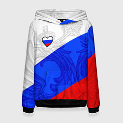 Толстовка-худи женская Сердечко - Россия, цвет: 3D-черный
