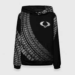 Толстовка-худи женская SsangYong tire tracks, цвет: 3D-черный