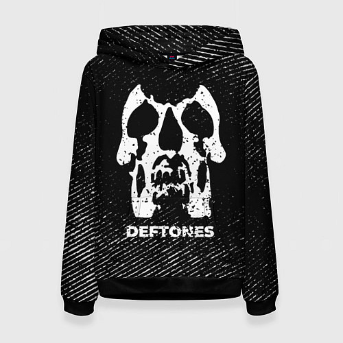 Женская толстовка Deftones с потертостями на темном фоне / 3D-Черный – фото 1