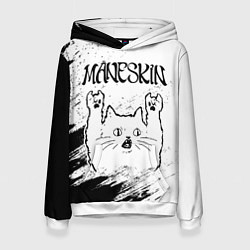 Женская толстовка Maneskin рок кот на светлом фоне
