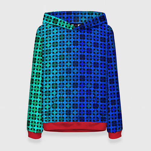 Женская толстовка Сине-зеленый геометрический узор / 3D-Красный – фото 1