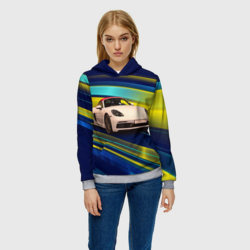 Женская толстовка Спортивная немецкая машина Porsche 911 / 3D-Меланж – фото 3