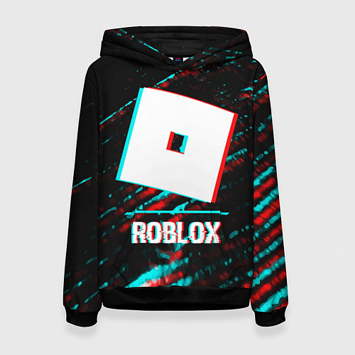 Женская толстовка Roblox в стиле glitch и баги графики на темном фон / 3D-Черный – фото 1