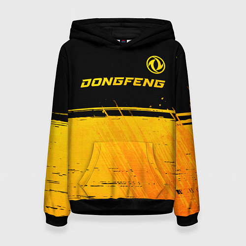 Женская толстовка Dongfeng - gold gradient: символ сверху / 3D-Черный – фото 1