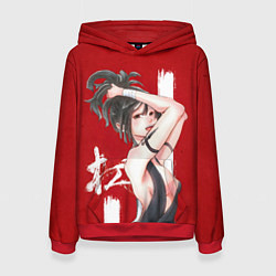 Толстовка-худи женская Yuzuriha, цвет: 3D-красный