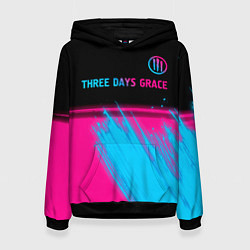 Женская толстовка Three Days Grace - neon gradient: символ сверху