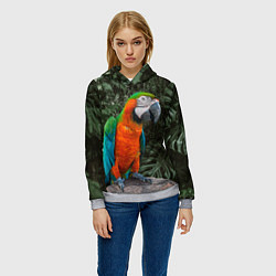 Толстовка-худи женская Попугай Макао, цвет: 3D-меланж — фото 2