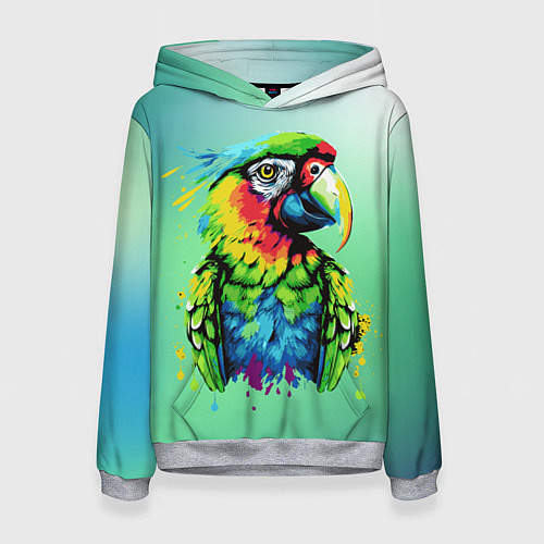 Женская толстовка Разноцветный попугай / 3D-Меланж – фото 1