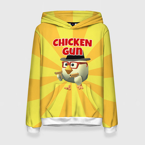 Женская толстовка Chicken Gun с пистолетами / 3D-Белый – фото 1