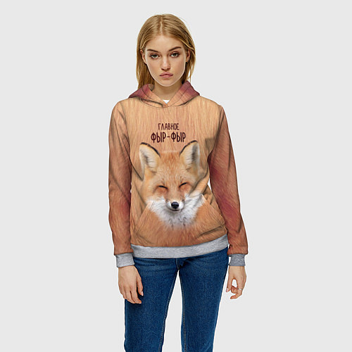 Женская толстовка Лиса фырчит / 3D-Меланж – фото 3