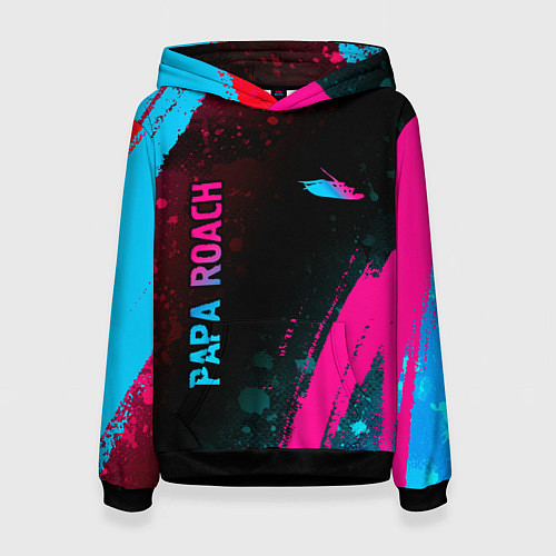 Женская толстовка Papa Roach - neon gradient: надпись, символ / 3D-Черный – фото 1