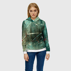 Толстовка-худи женская Серо-зелёный стиль, цвет: 3D-белый — фото 2