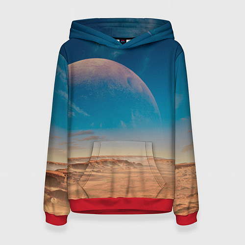 Женская толстовка Пустыня и очертания планеты / 3D-Красный – фото 1