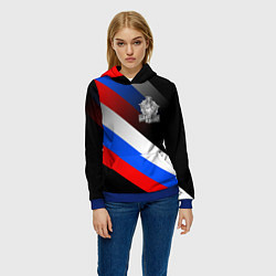 Толстовка-худи женская Пограничные войска - флаг РФ, цвет: 3D-синий — фото 2