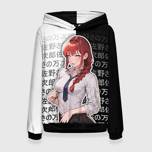 Женская толстовка Макима и иероглифы / 3D-Черный – фото 1