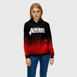 Толстовка-худи женская Asking Alexandria red plasma, цвет: 3D-черный — фото 2