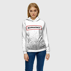 Толстовка-худи женская Журналист в рамке красного цвета, цвет: 3D-белый — фото 2