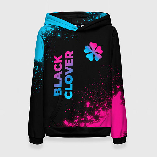 Женская толстовка Black Clover - neon gradient: надпись, символ / 3D-Черный – фото 1