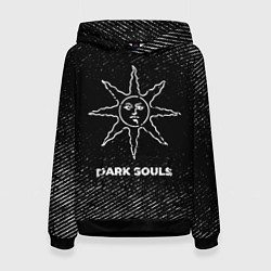 Толстовка-худи женская Dark Souls с потертостями на темном фоне, цвет: 3D-черный