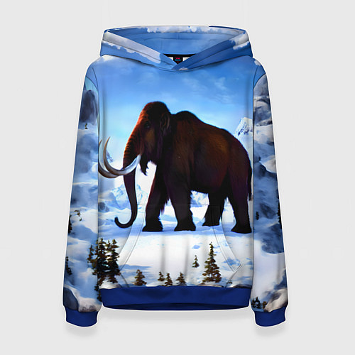 Женская толстовка Мамонт ледникового периода / 3D-Синий – фото 1