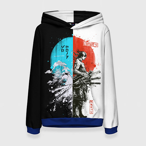Женская толстовка Зоро в инверсии - One Piece / 3D-Синий – фото 1