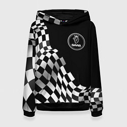 Толстовка-худи женская Saab racing flag, цвет: 3D-черный