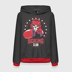 Толстовка-худи женская Boxing club - боксёр, цвет: 3D-красный