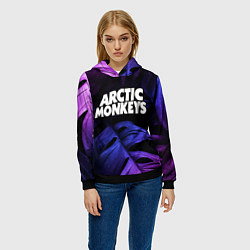 Толстовка-худи женская Arctic Monkeys neon monstera, цвет: 3D-черный — фото 2