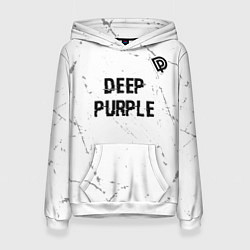 Толстовка-худи женская Deep Purple glitch на светлом фоне: символ сверху, цвет: 3D-белый
