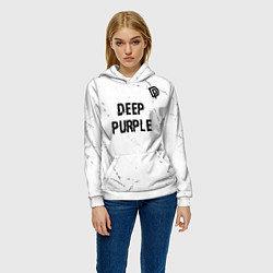 Толстовка-худи женская Deep Purple glitch на светлом фоне: символ сверху, цвет: 3D-белый — фото 2