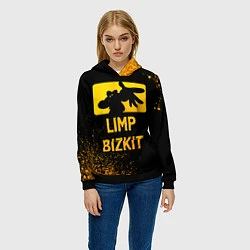 Толстовка-худи женская Limp Bizkit - gold gradient, цвет: 3D-черный — фото 2