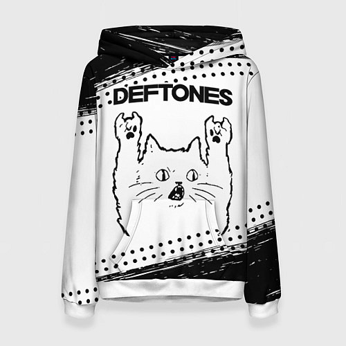 Женская толстовка Deftones рок кот на светлом фоне / 3D-Белый – фото 1