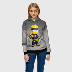 Толстовка-худи женская Bart Simpson - ninja - Japan, цвет: 3D-черный — фото 2