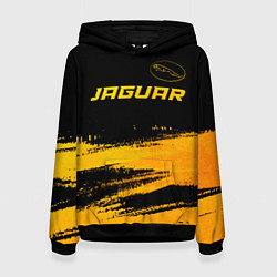 Толстовка-худи женская Jaguar - gold gradient: символ сверху, цвет: 3D-черный