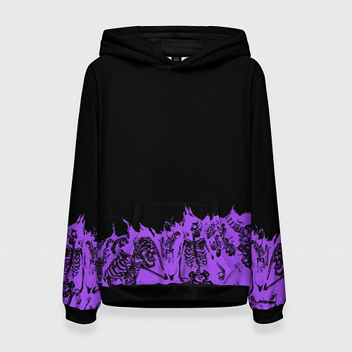 Женская толстовка Скелеты в неоновом огне / 3D-Черный – фото 1