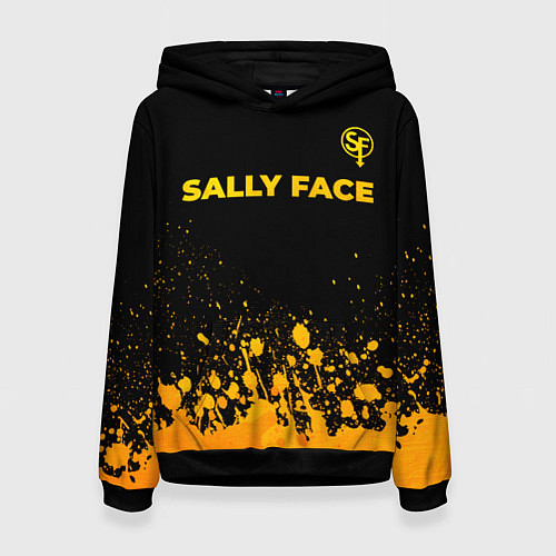 Женская толстовка Sally Face - gold gradient: символ сверху / 3D-Черный – фото 1