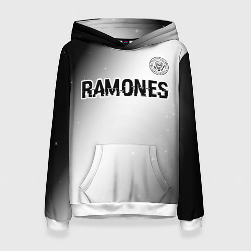 Женская толстовка Ramones glitch на светлом фоне: символ сверху / 3D-Белый – фото 1