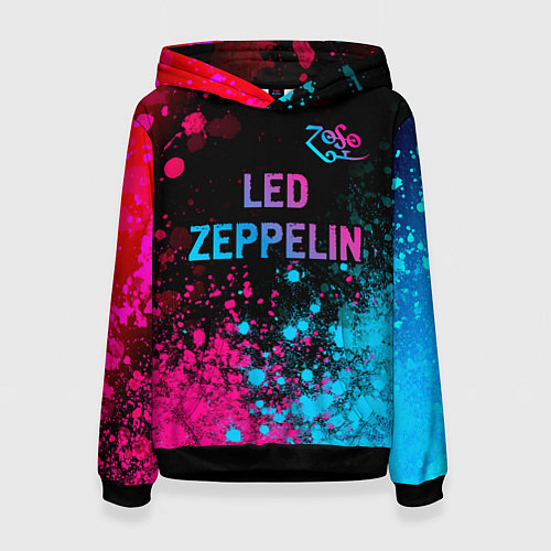 Женская толстовка Led Zeppelin - neon gradient: символ сверху / 3D-Черный – фото 1