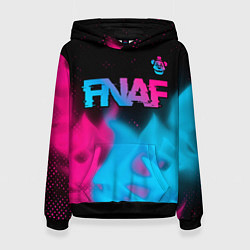 Толстовка-худи женская FNAF - neon gradient: символ сверху, цвет: 3D-черный