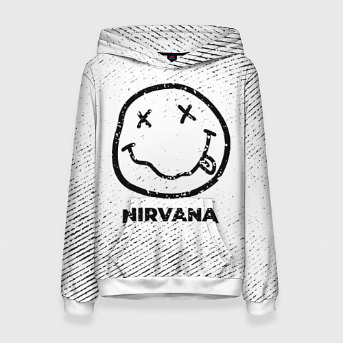 Женская толстовка Nirvana с потертостями на светлом фоне / 3D-Белый – фото 1