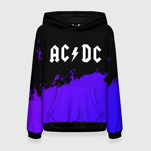 Женская толстовка AC DC purple grunge / 3D-Черный – фото 1