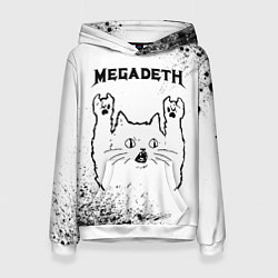 Женская толстовка Megadeth рок кот на светлом фоне