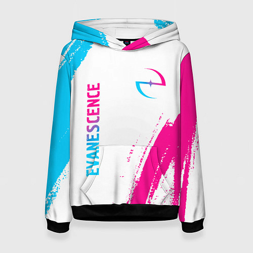 Женская толстовка Evanescence neon gradient style: надпись, символ / 3D-Черный – фото 1