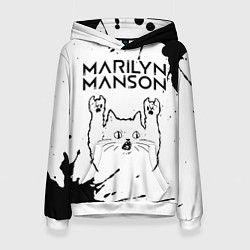 Женская толстовка Marilyn Manson рок кот на светлом фоне