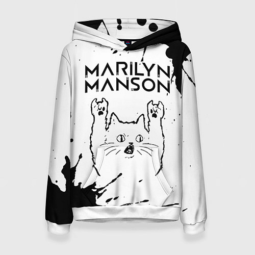 Женская толстовка Marilyn Manson рок кот на светлом фоне / 3D-Белый – фото 1