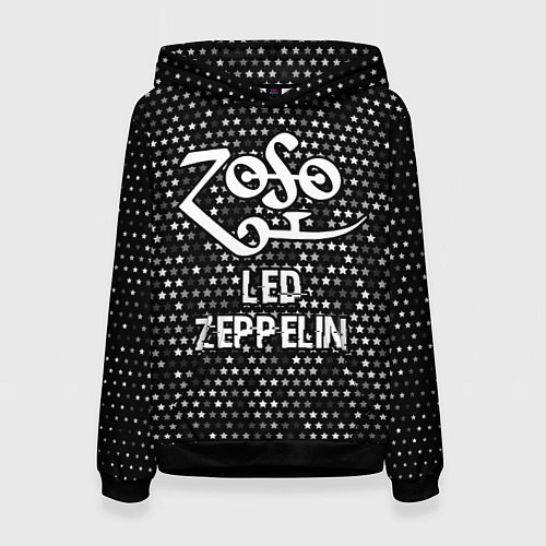Женская толстовка Led Zeppelin glitch на темном фоне / 3D-Черный – фото 1