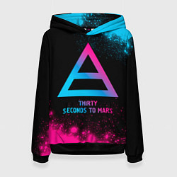 Толстовка-худи женская Thirty Seconds to Mars - neon gradient, цвет: 3D-черный