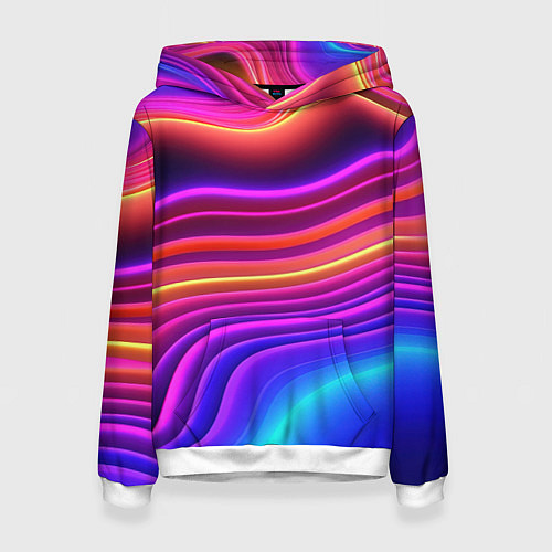 Женская толстовка Яркие неоновые волны / 3D-Белый – фото 1
