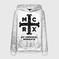 Толстовка-худи женская My Chemical Romance с потертостями на светлом фоне, цвет: 3D-белый