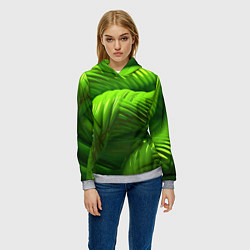 Толстовка-худи женская Объемный зеленый канат, цвет: 3D-меланж — фото 2